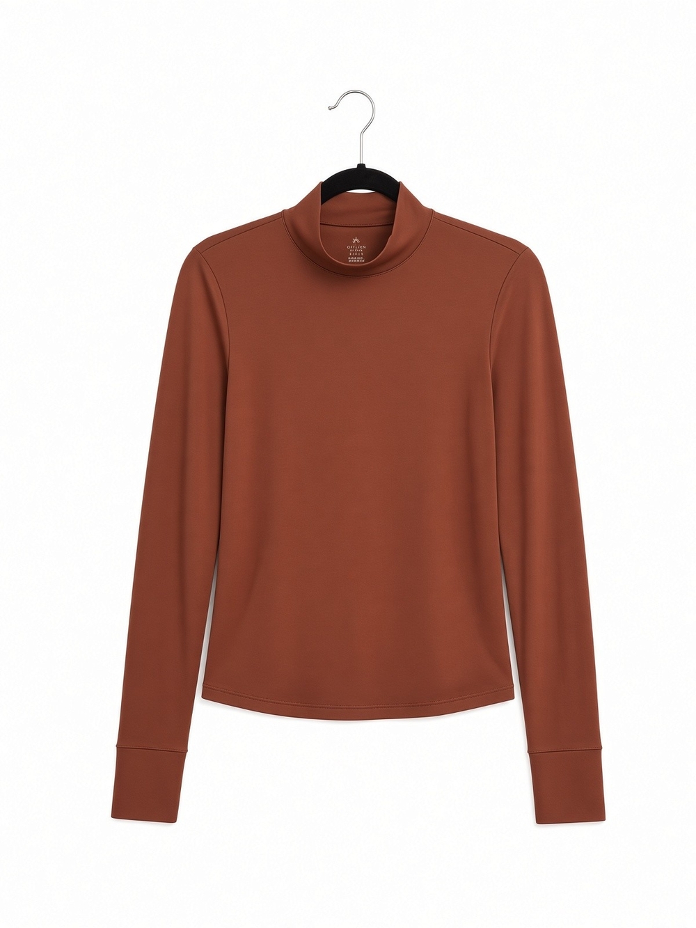 aerie Long-Sleeve Mock Neck Top in Rust Brown